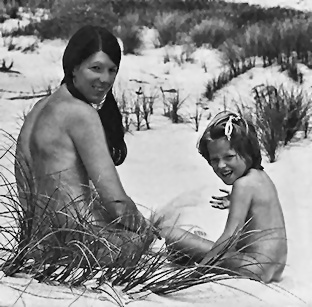 Mum & daughter in the sand