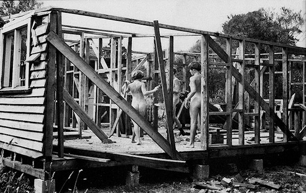 About 1957 - building the clubhouse at Fiveacres