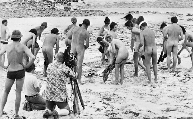 Austrlian free beachers being filmed