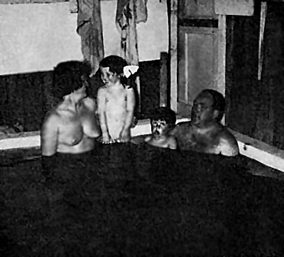 Family in an indoor pool