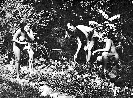 Young women tending the garden 